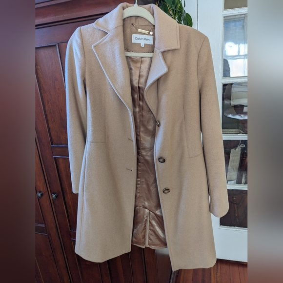 Calvin Klein Women's Cashmere and Wool Blend Coat, Size 2 Camel - Picture 4 of 7